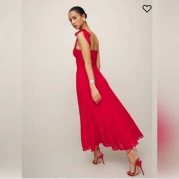 Reformation Nadira Sleeveless Midi Dress Poinsettia - Picture 2 of 7